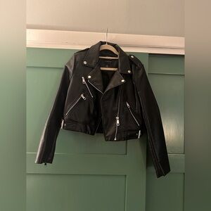 Zara black leather moto jacket